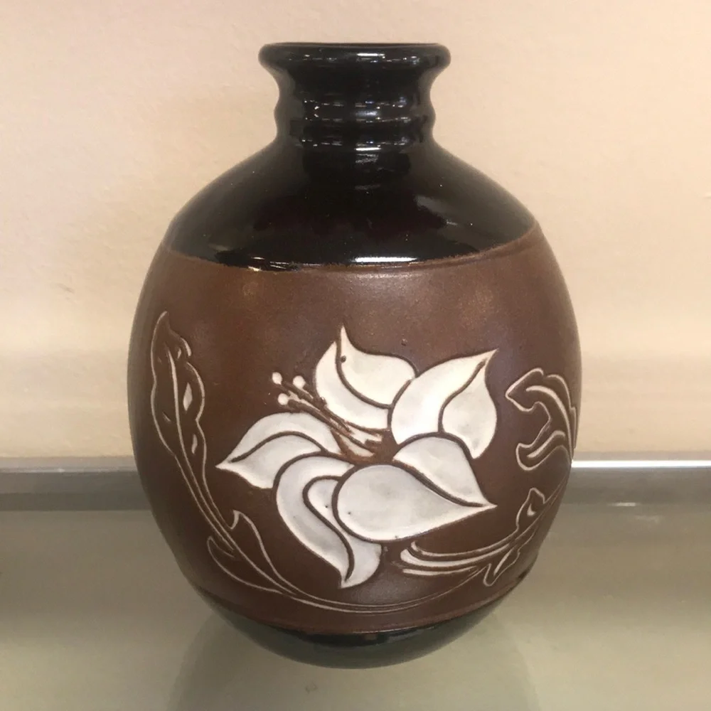Vintage‎ Pottery Craft Robert Maxwell Stoneware Floral Lily Vase